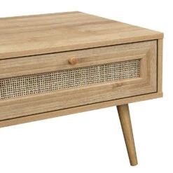 Frances Woven Rattan Wooden Coffee Table In Natural Colour 17 Frances Woven Rattan Wooden Coffee Table In Natural Colour -Daals Store FT CT 001 NATURAL detail2
