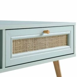 Frances Woven Rattan Wooden Coffee Table In Mint -Daals Store FT CT 001 SAGE detail1