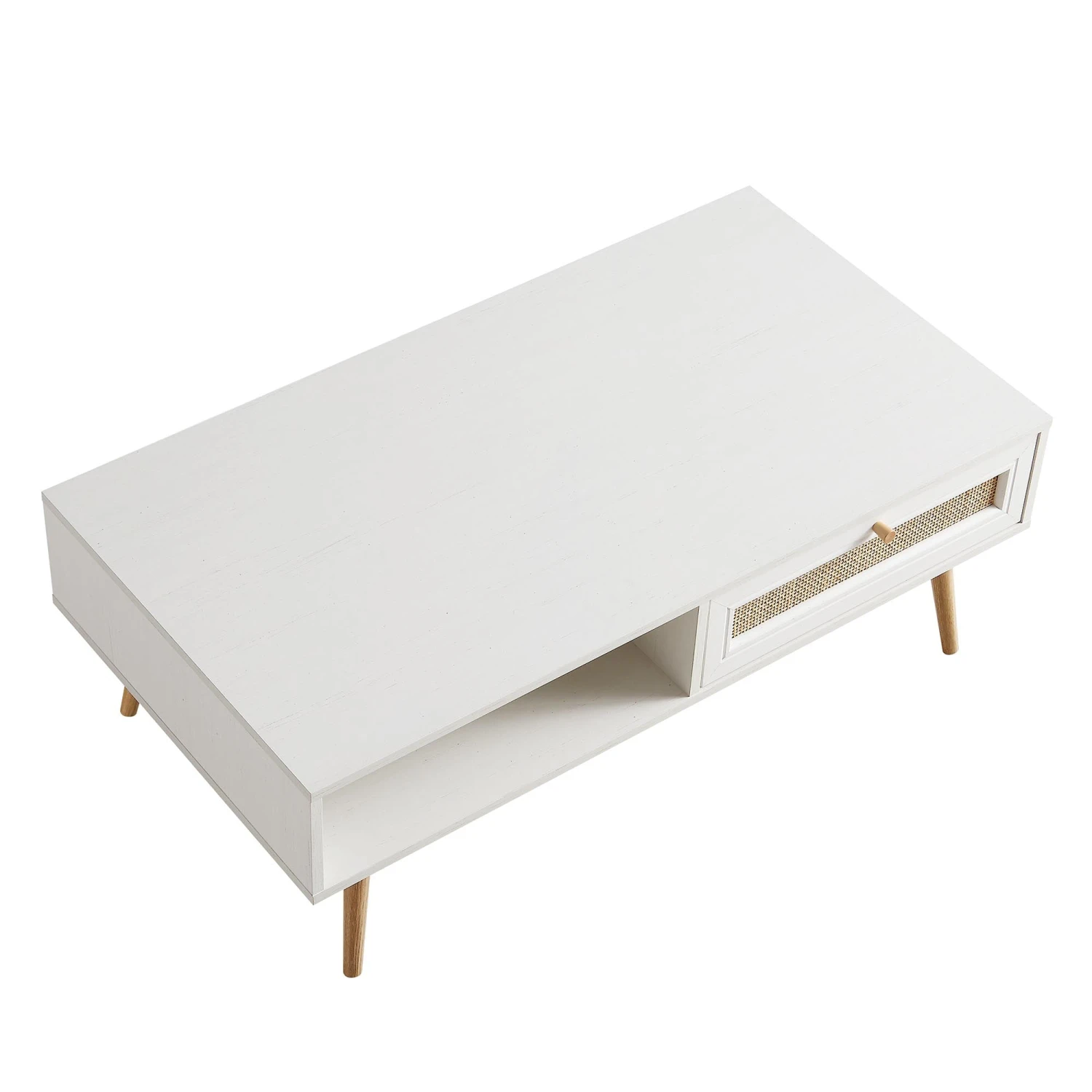 Frances Woven Rattan Wooden Coffee Table In White 8 Frances Woven Rattan Wooden Coffee Table In White - Image 8