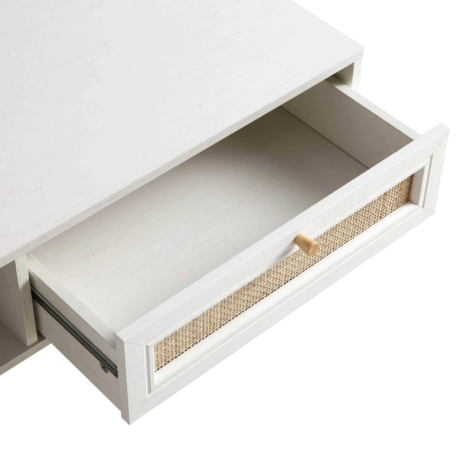 Frances Woven Rattan Wooden Coffee Table In White 11 Frances Woven Rattan Wooden Coffee Table In White - Image 11