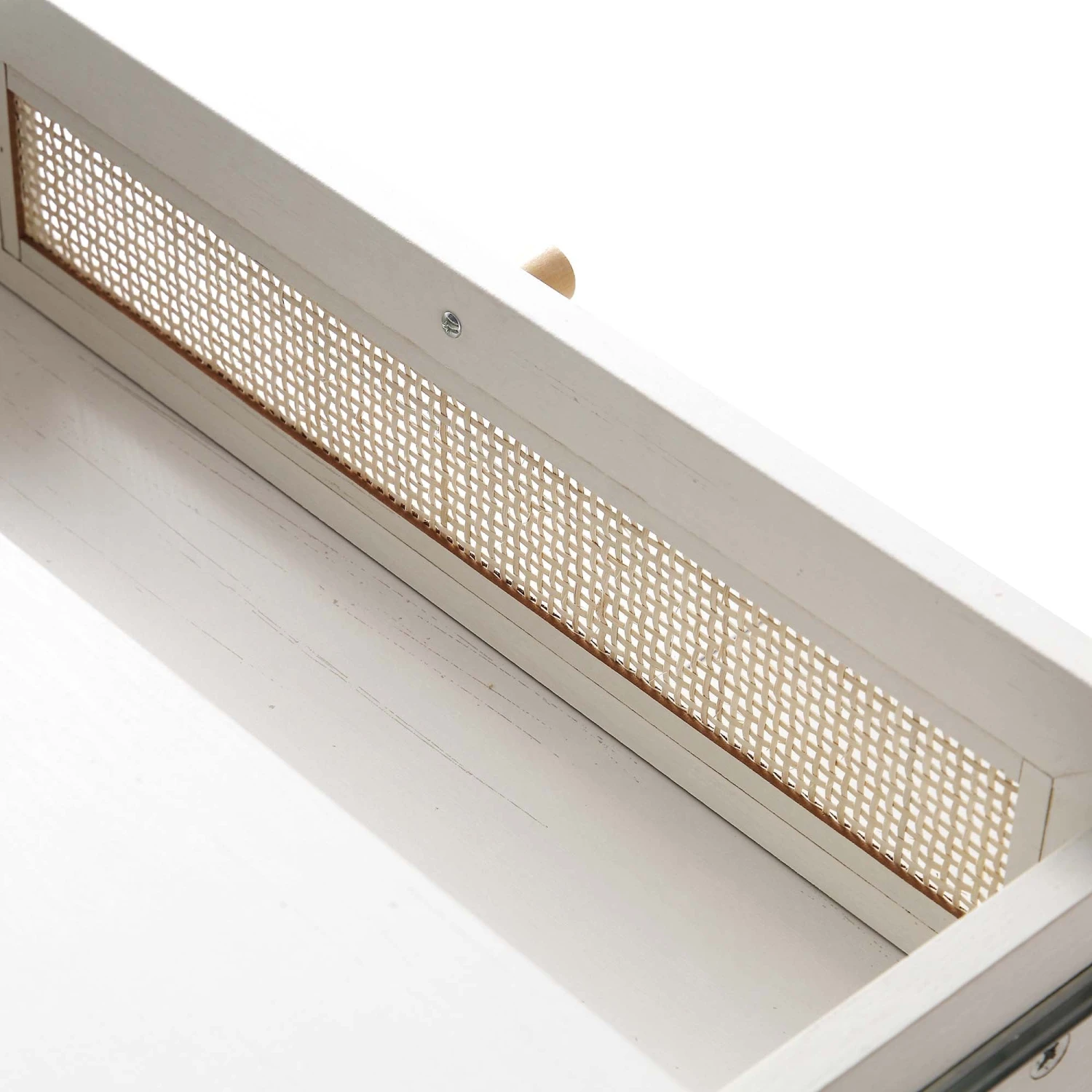 Frances Woven Rattan Wooden Coffee Table In White 14 Frances Woven Rattan Wooden Coffee Table In White - Image 14