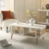 Izzy Curved Rattan Coffee Table, White -Daals Store FT CT 02 WHITE main 1