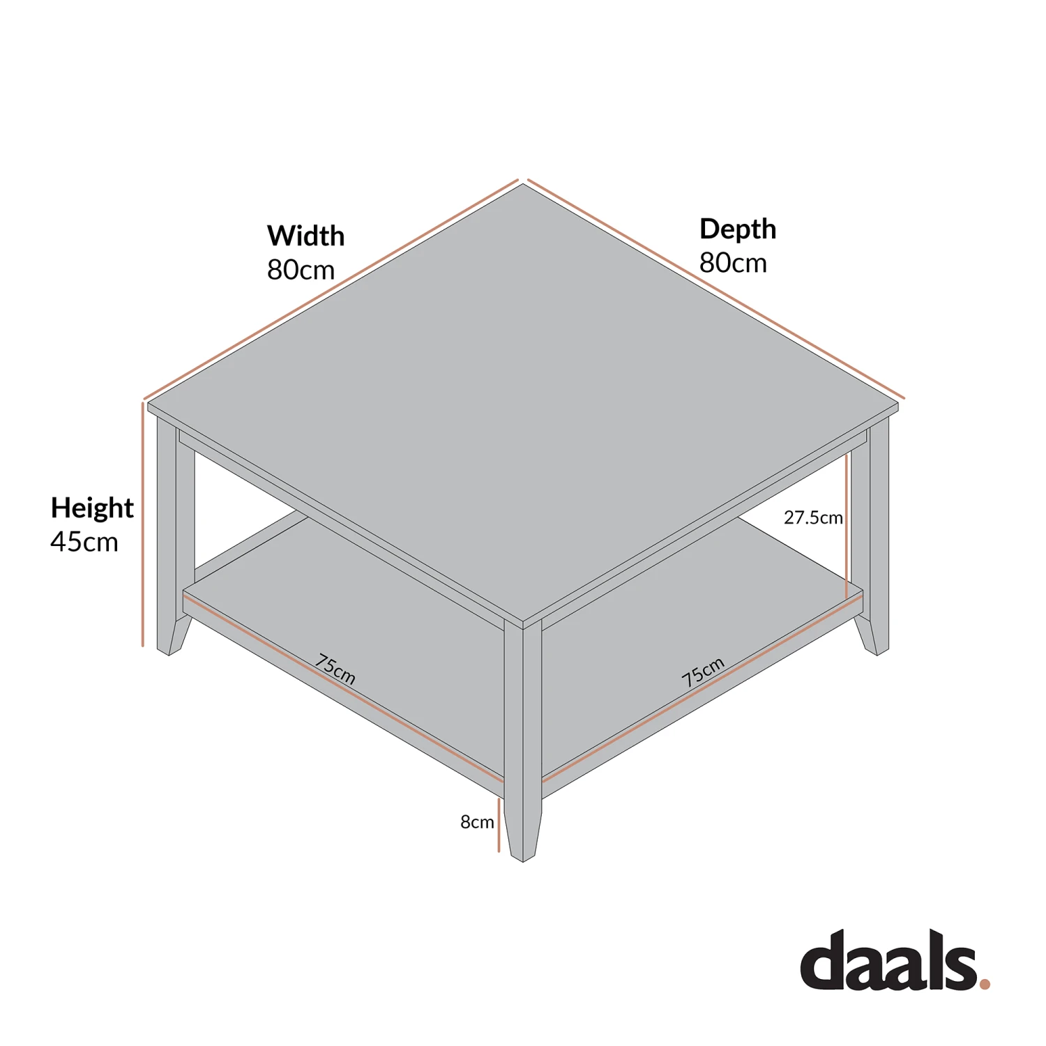 Oakham 80cm Square Coffee Table, Shaded White 9 Oakham 80cm Square Coffee Table, Shaded White - Image 9