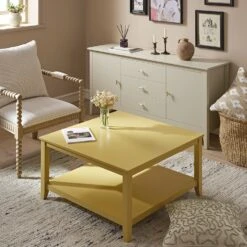 Oakham 80cm Square Coffee Table, Rattan Yellow -Daals Store FT CT 03 SAFYEL scene2