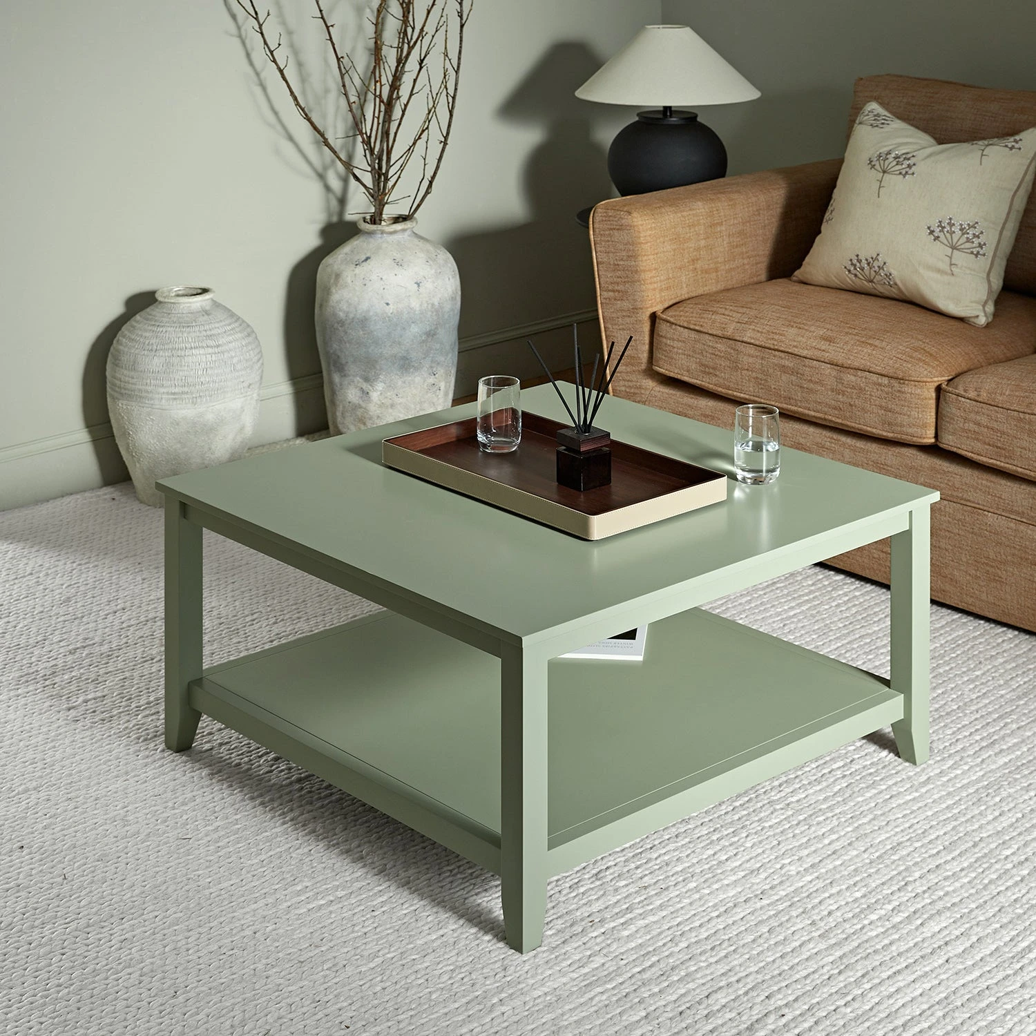 Oakham 80cm Square Coffee Table, Desert Sage 1 Oakham 80cm Square Coffee Table, Desert Sage