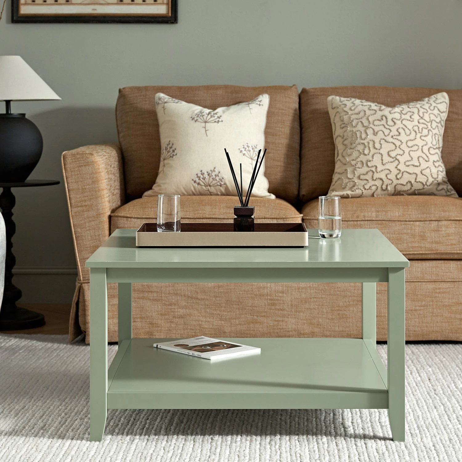 Oakham 80cm Square Coffee Table, Desert Sage 2 Oakham 80cm Square Coffee Table, Desert Sage - Image 2