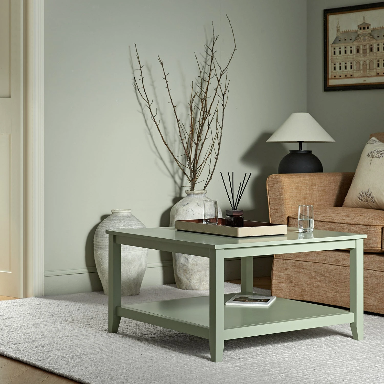Oakham 80cm Square Coffee Table, Desert Sage 3 Oakham 80cm Square Coffee Table, Desert Sage - Image 3