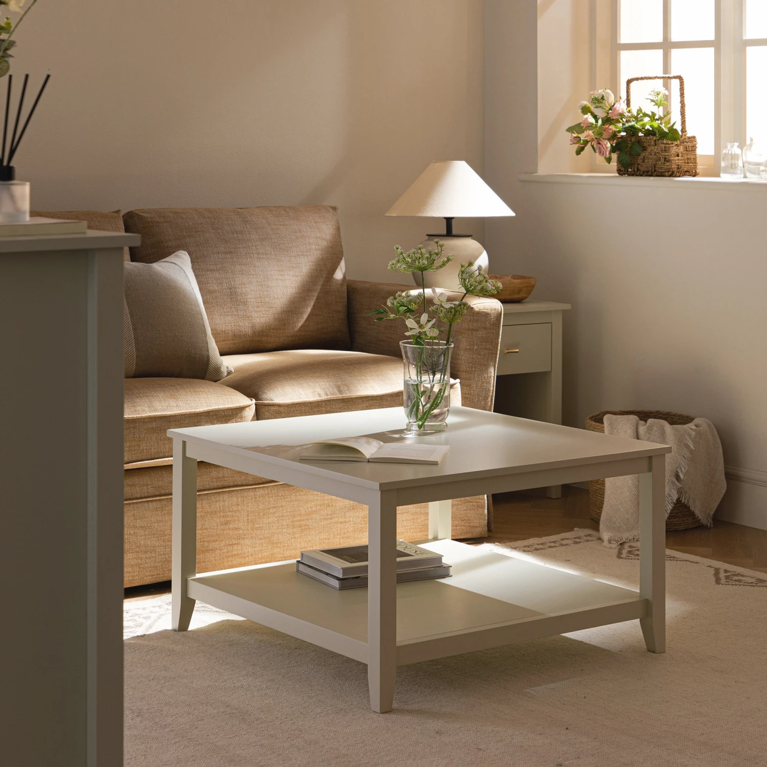 Oakham 80cm Square Coffee Table, Shaded White 1 Oakham 80cm Square Coffee Table, Shaded White