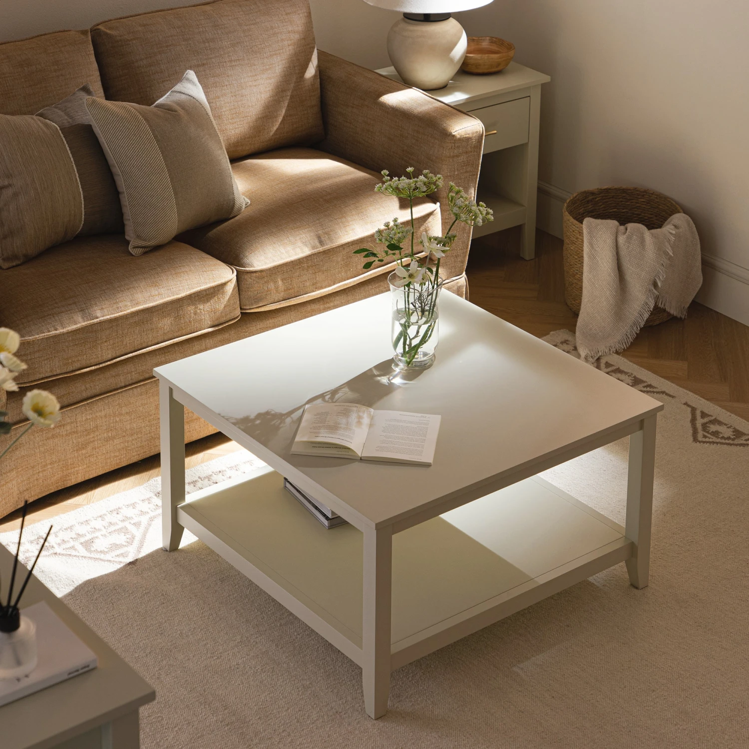 Oakham 80cm Square Coffee Table, Shaded White 2 Oakham 80cm Square Coffee Table, Shaded White - Image 2