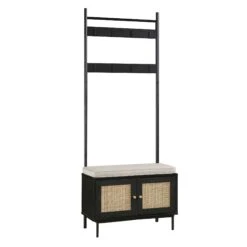 Frances Woven Hallway Unit With Cushion, Black -Daals Store FT CTRACK 01 BLACK WB2