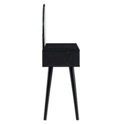 Frances Woven Rattan Dressing Table With Mirror, Black -Daals Store FT DRTA 01 BLACK WB4