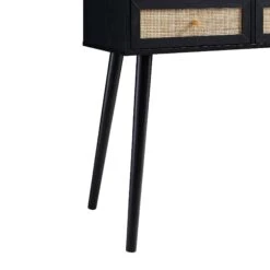 Frances Woven Rattan Dressing Table With Mirror, Black -Daals Store FT DRTA 01 BLACK detail2