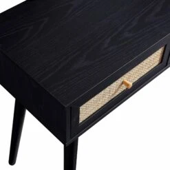 Frances Woven Rattan Dressing Table With Mirror, Black -Daals Store FT DRTA 01 BLACK detail3