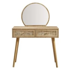 Frances Woven Rattan Dressing Table With Mirror, Natural 14 Frances Woven Rattan Dressing Table With Mirror, Natural -Daals Store FT DRTA 01 NAT WB1