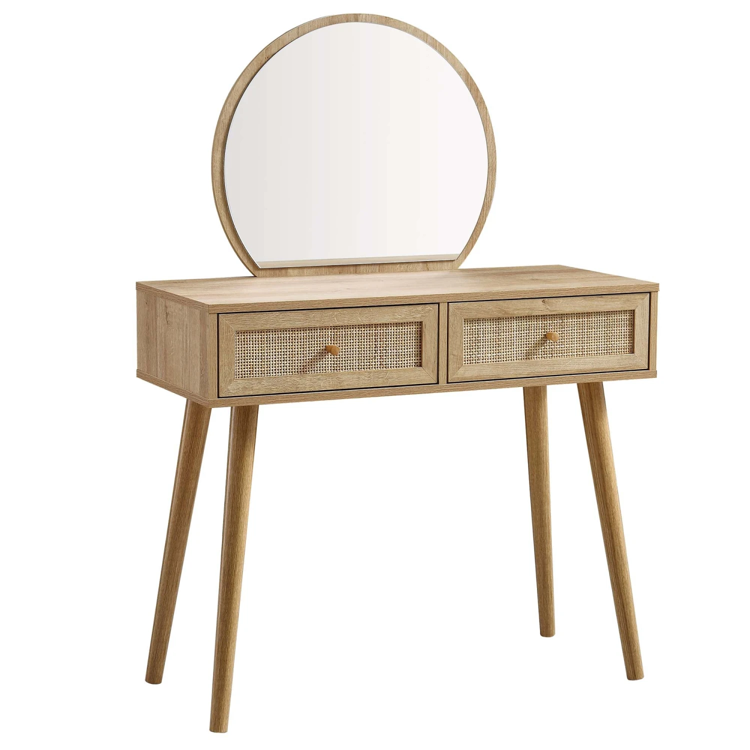 Frances Woven Rattan Dressing Table With Mirror, Natural 4 Frances Woven Rattan Dressing Table With Mirror, Natural - Image 4