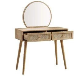 Frances Woven Rattan Dressing Table With Mirror, Natural 17 Frances Woven Rattan Dressing Table With Mirror, Natural -Daals Store FT DRTA 01 NAT WB3