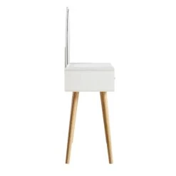 Frances Woven Rattan Dressing Table With Mirror, White 18 Frances Woven Rattan Dressing Table With Mirror, White -Daals Store FT DRTA 01 WHITE WB4