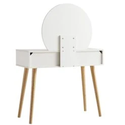 Frances Woven Rattan Dressing Table With Mirror, White 19 Frances Woven Rattan Dressing Table With Mirror, White -Daals Store FT DRTA 01 WHITE WB5