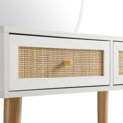 Frances Woven Rattan Dressing Table With Mirror, White 20 Frances Woven Rattan Dressing Table With Mirror, White -Daals Store FT DRTA 01 WHITE detail1