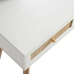 Frances Woven Rattan Dressing Table With Mirror, White 23 Frances Woven Rattan Dressing Table With Mirror, White -Daals Store FT DRTA 01 WHITE detail4