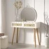 Frances Woven Rattan Dressing Table With Mirror, White -Daals Store FT DRTA 01 WHITE main