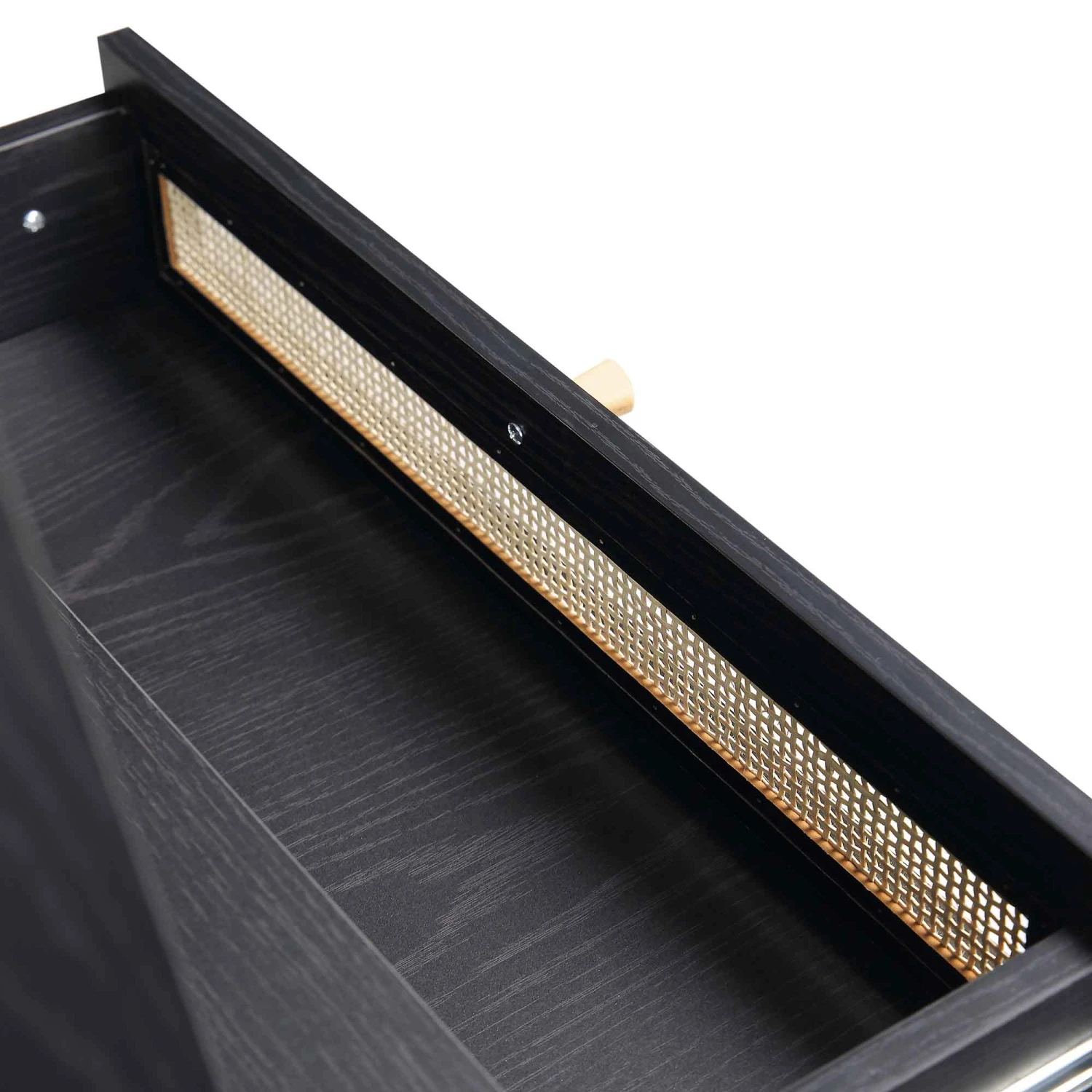 Frances Woven Rattan Standing Dressing Table With Mirror, Black 12 Frances Woven Rattan Standing Dressing Table With Mirror, Black - Image 12