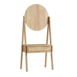 Frances Woven Rattan Standing Dressing Table With Mirror, Natural -Daals Store FT DRTA 02 NAT WB5
