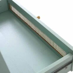 Frances Woven Rattan Standing Dressing Table With Mirror, Mint -Daals Store FT DRTA 02 SAGE detail5