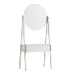 Frances Woven Rattan Standing Dressing Table With Mirror, White 19 Frances Woven Rattan Standing Dressing Table With Mirror, White -Daals Store FT DRTA 02 WHITE WB4