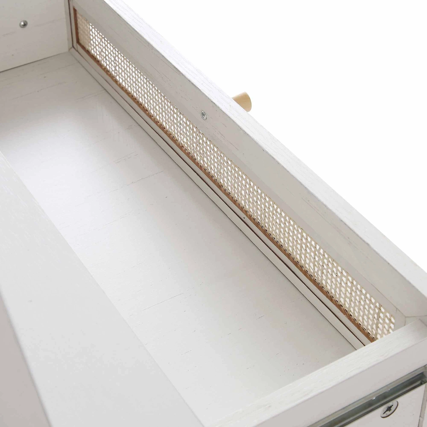 Frances Woven Rattan Standing Dressing Table With Mirror, White 12 Frances Woven Rattan Standing Dressing Table With Mirror, White - Image 12