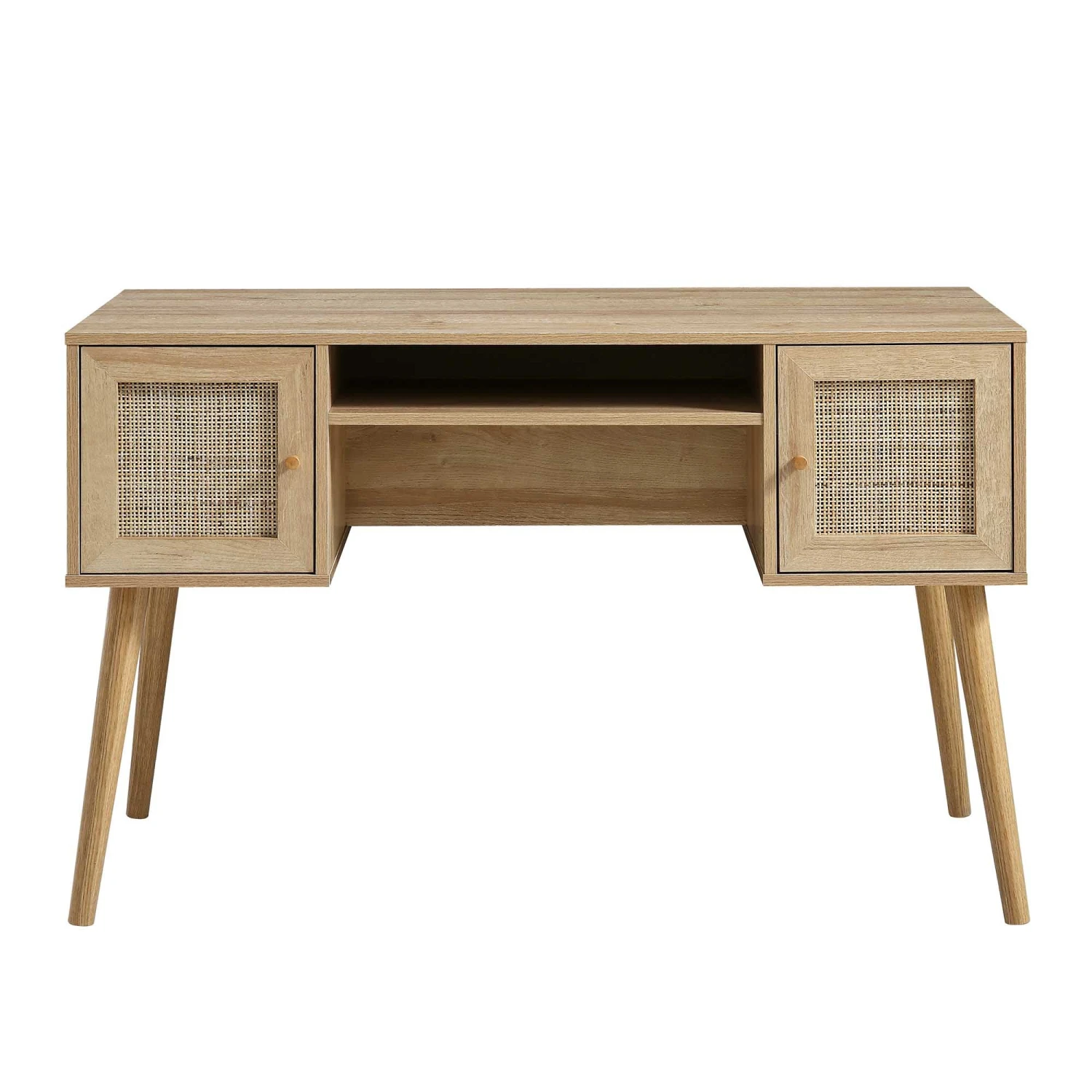 Frances Woven Rattan 2-Door Desk, Natural 3 Frances Woven Rattan 2-Door Desk, Natural - Image 3
