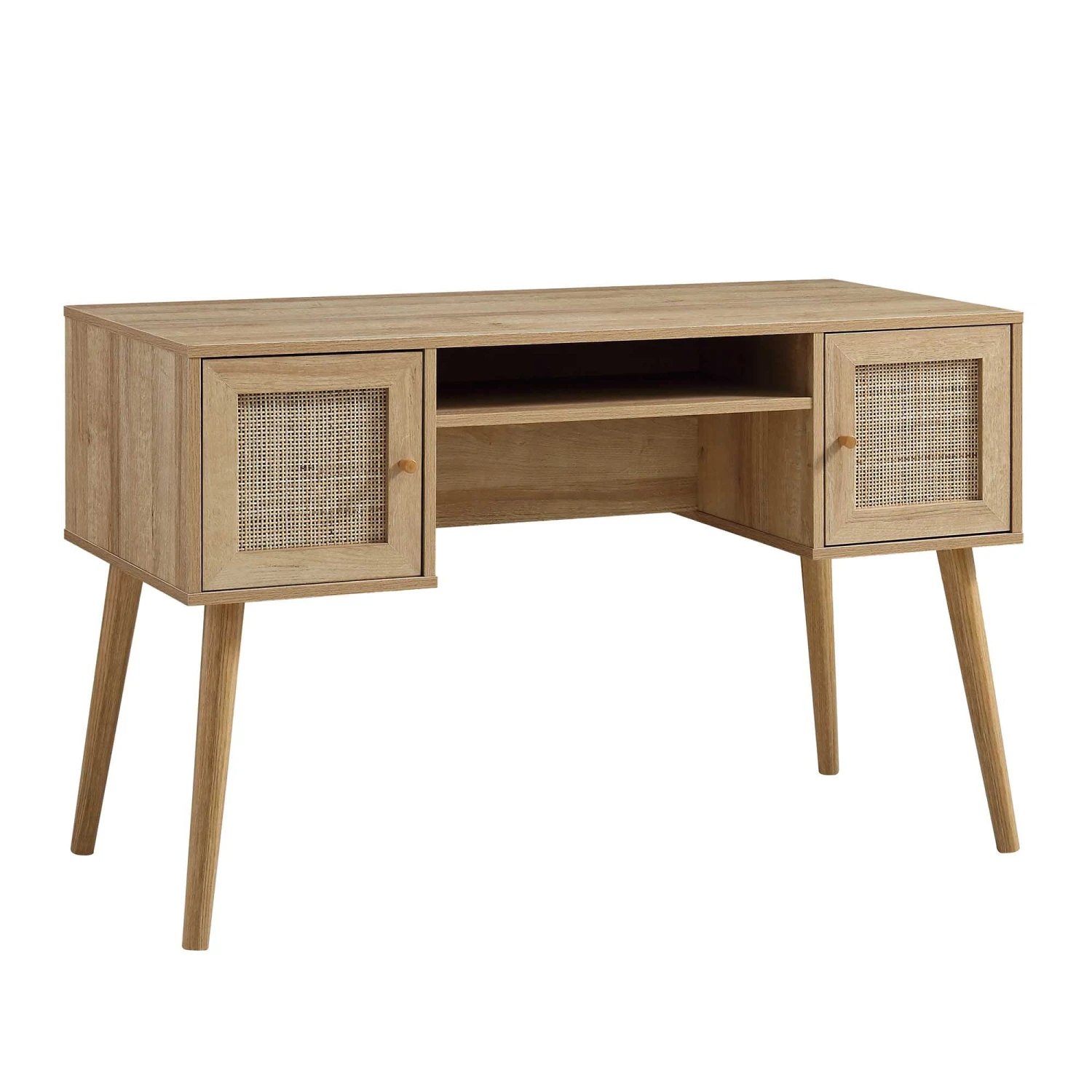 Frances Woven Rattan 2-Door Desk, Natural 4 Frances Woven Rattan 2-Door Desk, Natural - Image 4