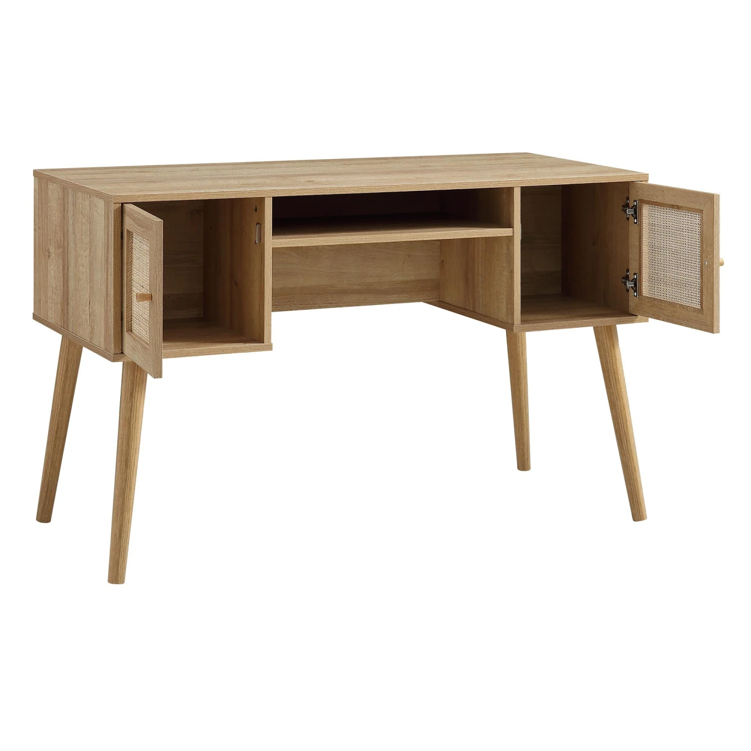 Frances Woven Rattan 2-Door Desk, Natural 6 Frances Woven Rattan 2-Door Desk, Natural - Image 6