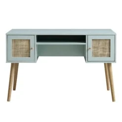 Frances Woven Rattan 2-Door Desk, Mint -Daals Store FT DSK 01 SAGE WB1