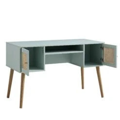 Frances Woven Rattan 2-Door Desk, Mint -Daals Store FT DSK 01 SAGE WB3