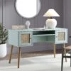 Frances Woven Rattan 2-Door Desk, Mint -Daals Store FT DSK 01 SAGE main