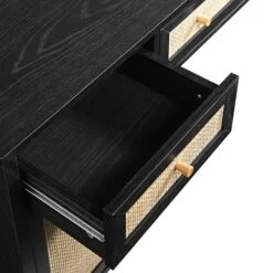 Frances Woven Rattan 3-Drawer Desk, Black 29 Frances Woven Rattan 3-Drawer Desk, Black -Daals Store FT DSK 02 BLACK detail2