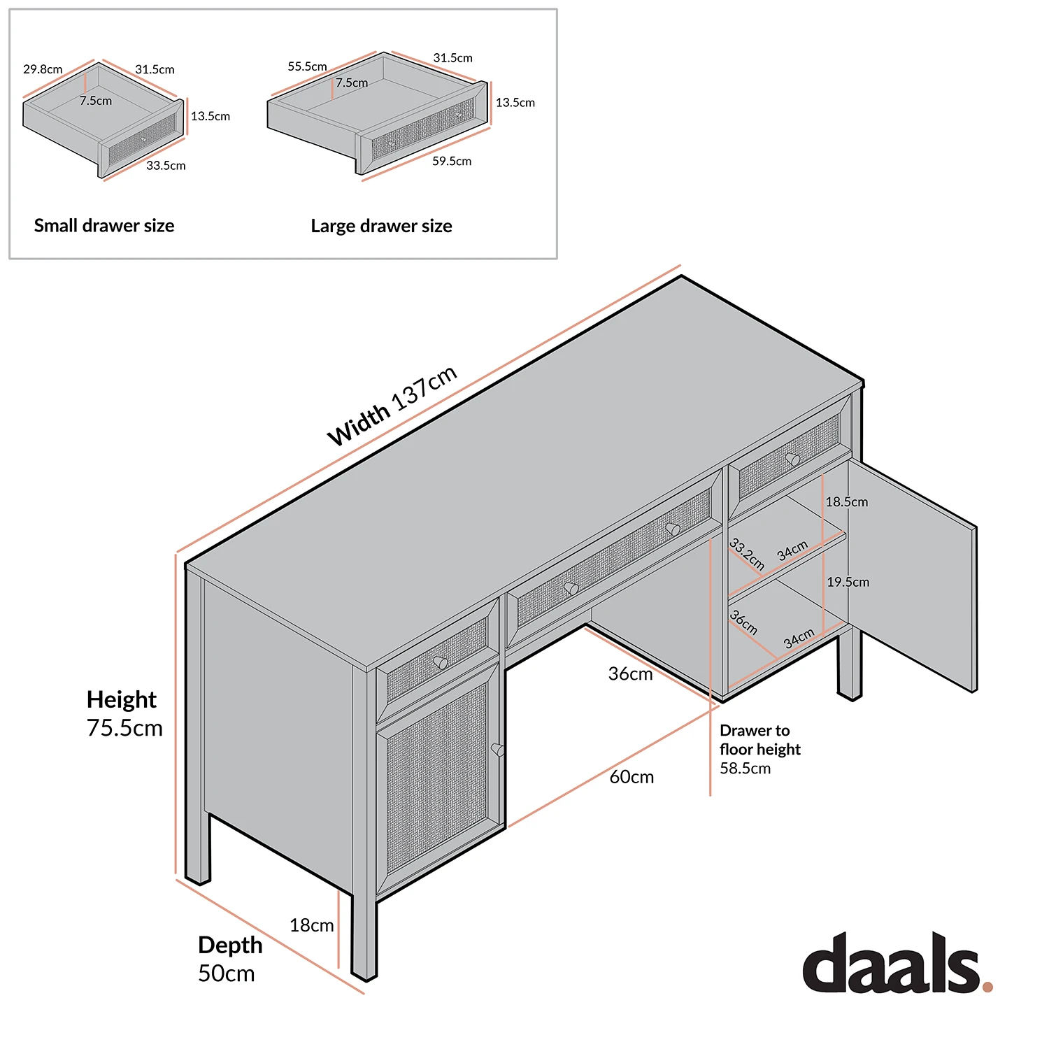 Frances Woven Rattan 3-Drawer Desk, Natural 7 Frances Woven Rattan 3-Drawer Desk, Natural - Image 7