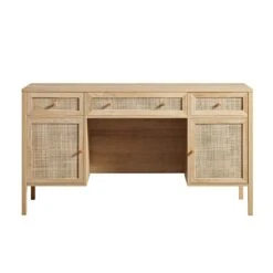 Frances Woven Rattan 3-Drawer Desk, Natural 19 Frances Woven Rattan 3-Drawer Desk, Natural -Daals Store FT DSK 02 NAT WB1