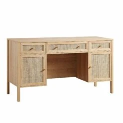 Frances Woven Rattan 3-Drawer Desk, Natural 20 Frances Woven Rattan 3-Drawer Desk, Natural -Daals Store FT DSK 02 NAT WB2