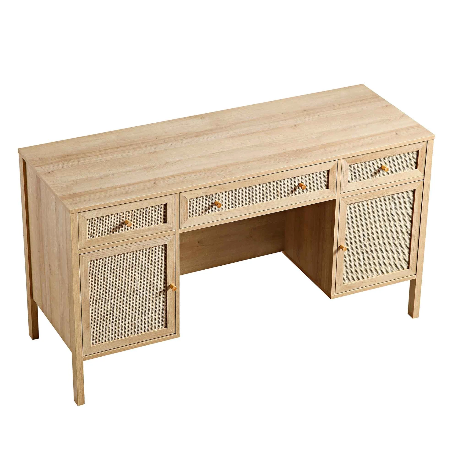Frances Woven Rattan 3-Drawer Desk, Natural 9 Frances Woven Rattan 3-Drawer Desk, Natural - Image 9