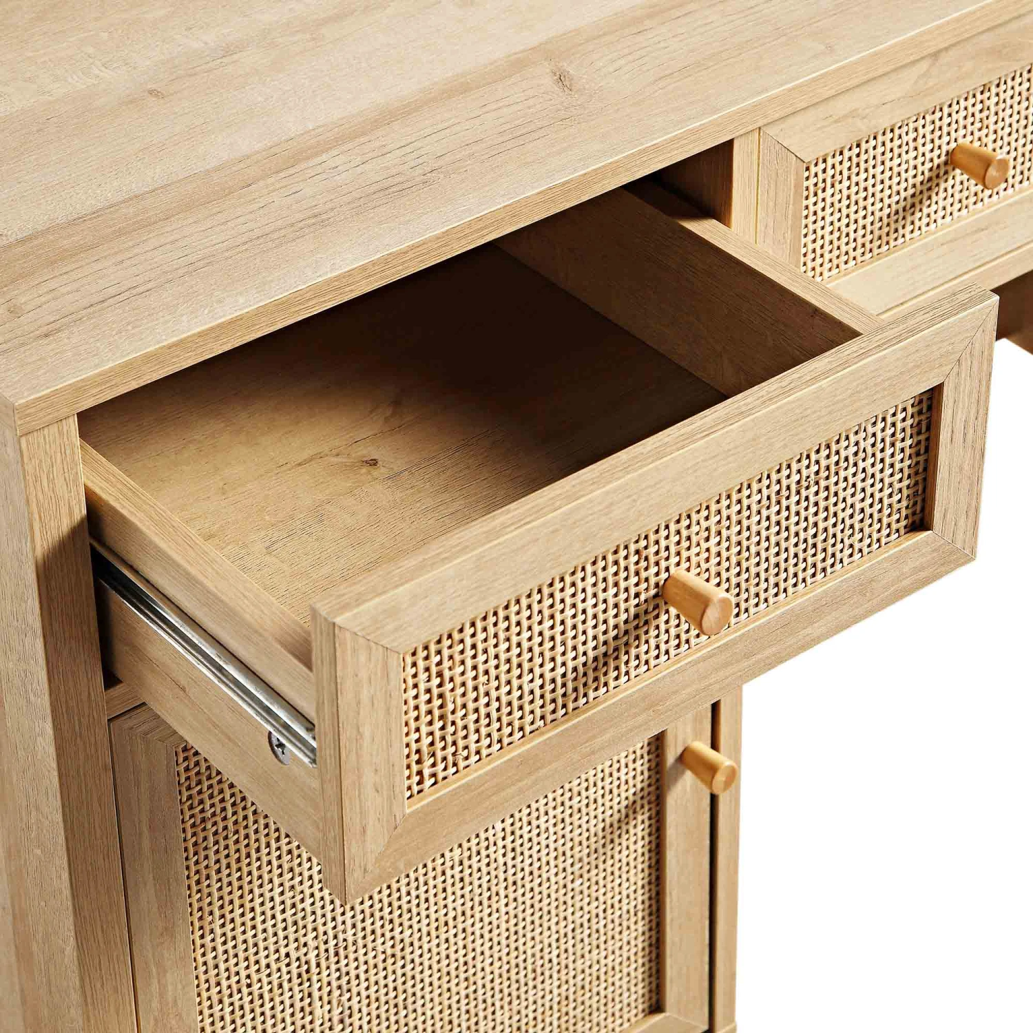Frances Woven Rattan 3-Drawer Desk, Natural 13 Frances Woven Rattan 3-Drawer Desk, Natural - Image 13