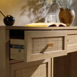 Frances Woven Rattan 3-Drawer Desk, Natural 18 Frances Woven Rattan 3-Drawer Desk, Natural -Daals Store FT DSK 02 NAT scene3