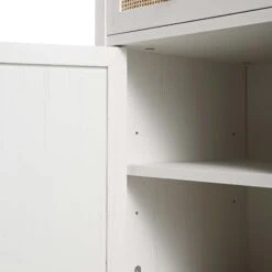 Frances Woven Rattan 3-Drawer Desk, White -Daals Store FT DSK 02 WHITE detail3