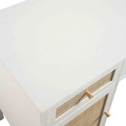 Frances Woven Rattan 3-Drawer Desk, White -Daals Store FT DSK 02 WHITE detail5