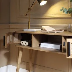 Izzy Curved Rattan 2-Door Table, Natural -Daals Store FT DSK 03 NAT scene2