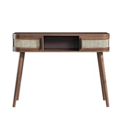 Izzy Curved Rattan 2-Door Table, Walnut -Daals Store FT DSK 03 WALN WB1