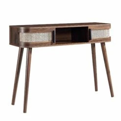 Izzy Curved Rattan 2-Door Table, Walnut -Daals Store FT DSK 03 WALN WB2