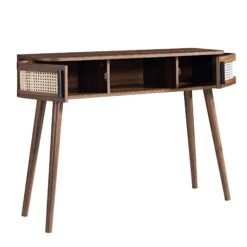 Izzy Curved Rattan 2-Door Table, Walnut -Daals Store FT DSK 03 WALN WB3