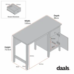 Oakham Writing Desk, Desert Sage 11 Oakham Writing Desk, Desert Sage -Daals Store FT DSK 04 CHART 2